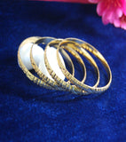 Gold plated bangles in kangan style with cutting work set of 4