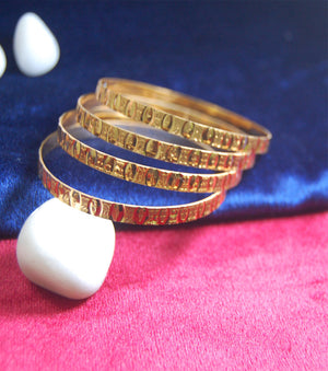 Gold plated bangles with flat inner and work set of 4
