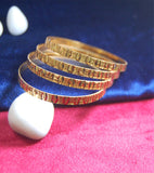 Gold plated bangles with flat inner and work set of 4