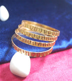 Gold plated bangles with flat inner and work set of 4