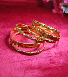 Gold plated bangles with cutting style Set of 6