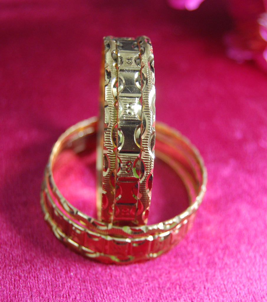 Gold plated bangles with cutting style Set of 6