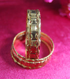 Gold plated bangles with cutting style Set of 6