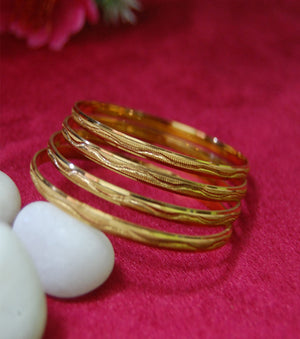 Designer gold plated bangles with beautiful work set of 4