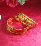 Gold plated bangles with shine and work set of 6