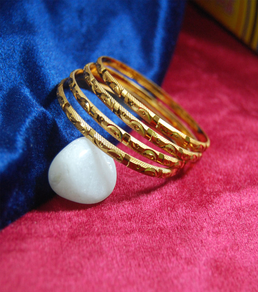 Gold plated bangles with full cutting work set of 4
