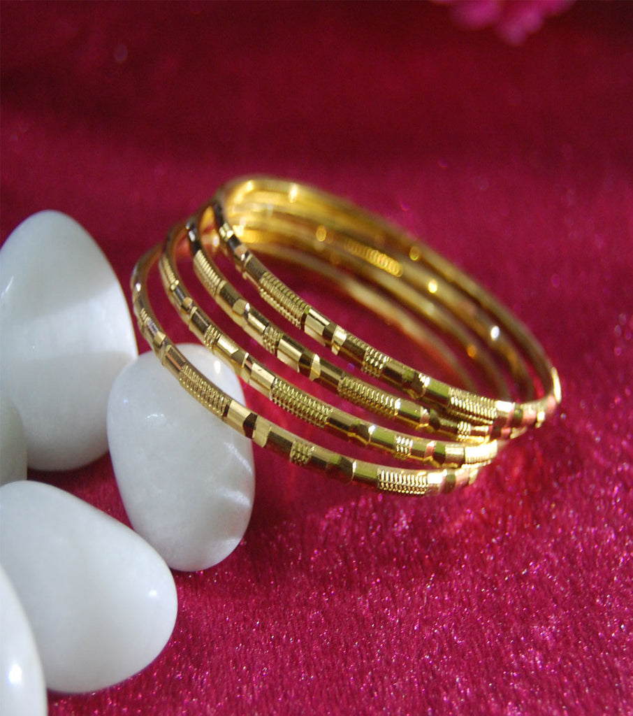 Designer gold plated bangles with beautiful work set of 4