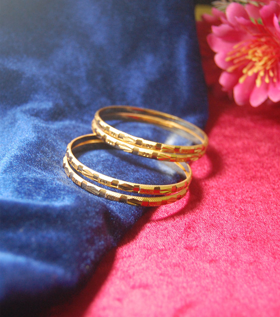 Gold plated bangles in churi style set of 4