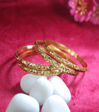 Gold plated bangles with full cutting work set of 4
