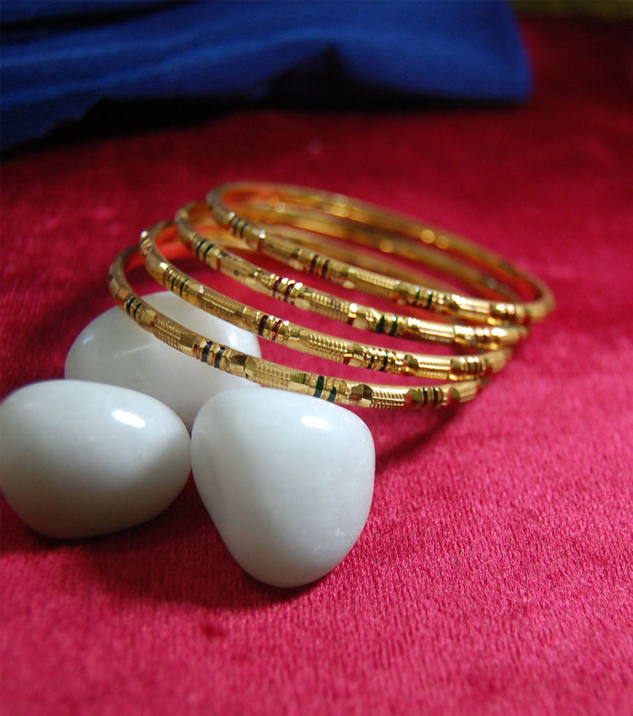 Gold plated bangles in churi style set of 4