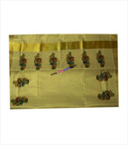 Kerala Kasavu Saree floral design with blouse