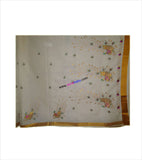 Kerala Kasavu Peacock Embroidered Cotton Saree