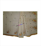 Kerala Kasavu Peacock Embroidered Cotton Saree