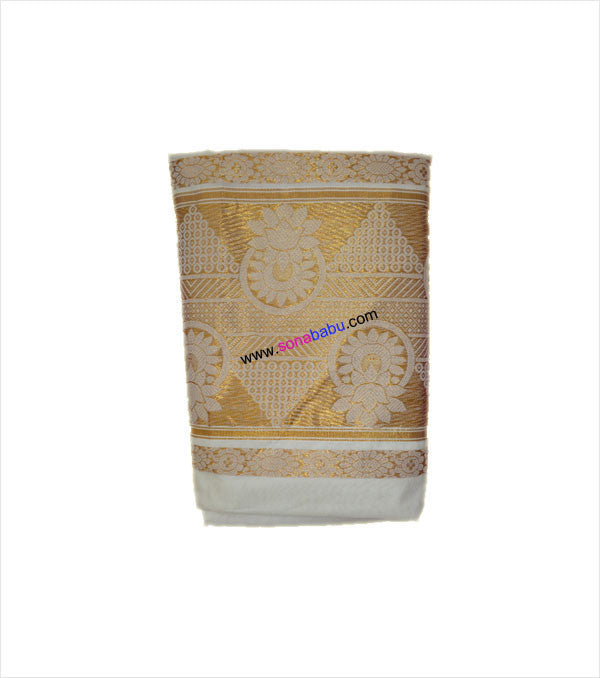 Kerala Kasavu Zari Rich 12 Inch Pallu (Floral Design) cotton Saree