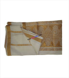 Kerala Kasavu Zari Rich 12 Inch Pallu (Floral Design) cotton Saree