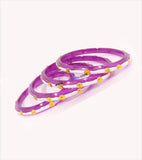 Magenta white coloured kids thin bangle set of 4