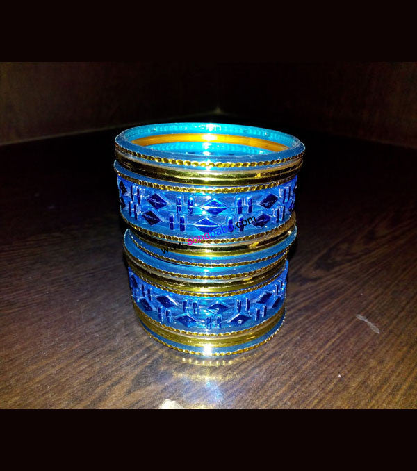 Blue and golden fiber kids bangles full set