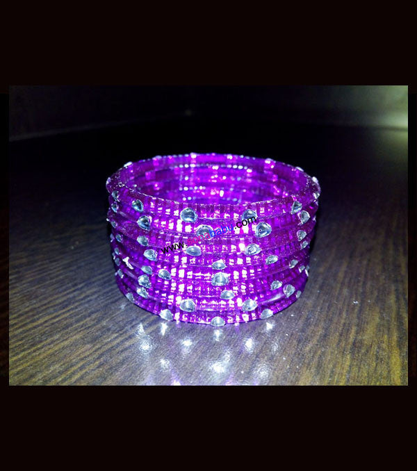 Purple transparent kids bangles set of 8