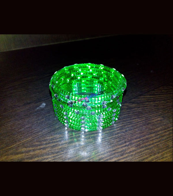Green transparent kids bangles set of 8