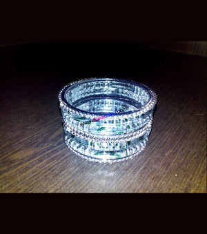 Shinning white kids bangles with beads set of 8