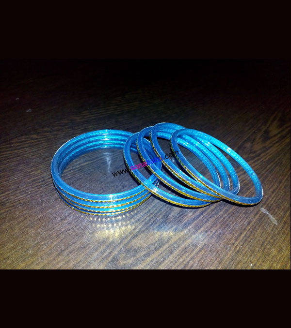 Blue golden fiber kids bangles set of 8