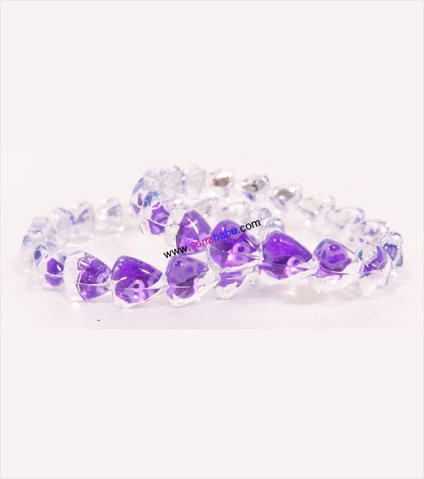 Transparent blue heart design kids banlge set of 2