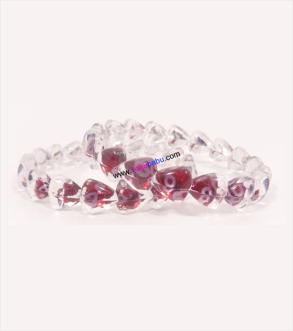 Transparent maroon heart design kids bangle set of 2