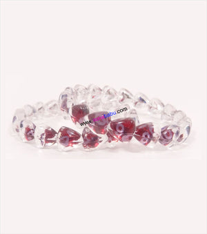Transparent maroon heart design kids bangle set of 2