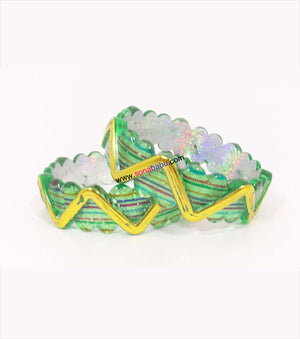 Green zig zag designed kids bangle set of 2