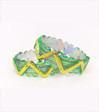 Green zig zag designed kids bangle set of 2
