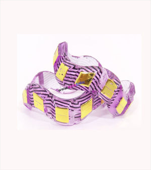 Purple gold designed kids bangle set of 2