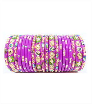 Pink colored lac bangle with mor design in kangan