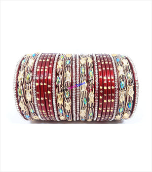 Maroon colored lac set with fish design