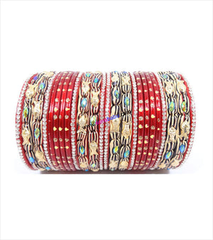 Red colored lac bangle with fish design