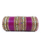 Beautiful Purple colored metal bangle with kundan work
