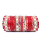 Red colored metal bangle with zigzag golden work