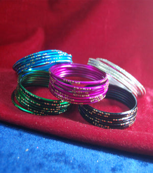 Metal bangles with full work set of 30