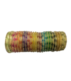 Printed multicoloured Nylon Bangles with studded stones set of 24