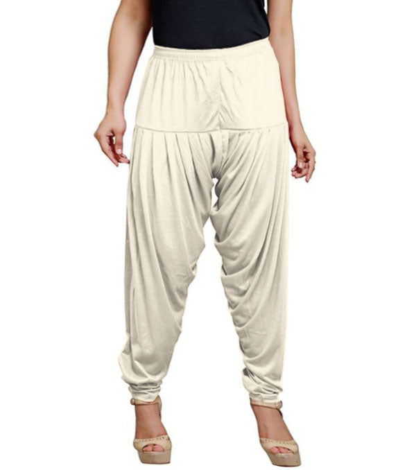 Off white viscose solid patiala