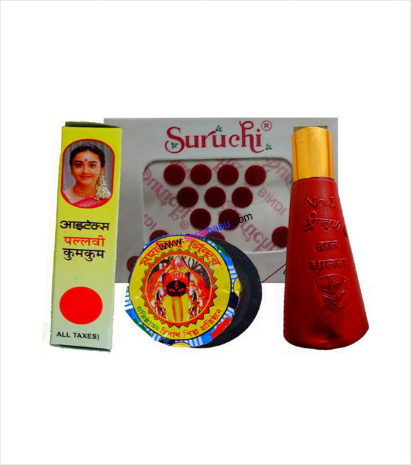 Bengali Sindoor Alta Kumkum and Suruchi Bindi Combo Set