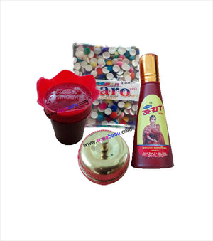 Red Sindoor Red Alta  Golden Sindoor Kiya and Multi Coulour Bindi Combo Set