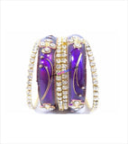 Purple coloured bangles stone beaded set of 6