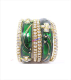 Green coloured stone beaded bangles set of 6