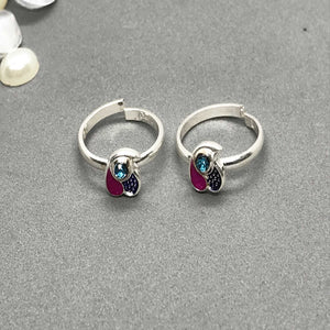 Silver Toe Rings with beautiful coloured design