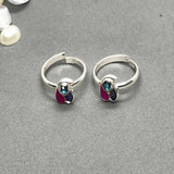 Silver Toe Rings with beautiful coloured design