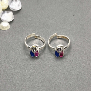 Silver Toe Rings with beautiful coloured design