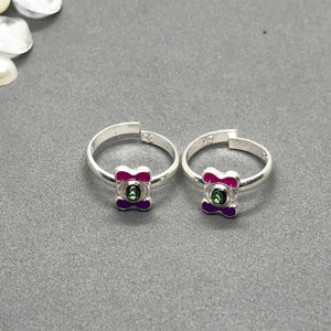 Silver Toe Rings with beautiful coloured design