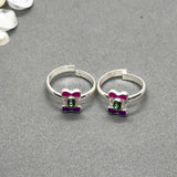 Silver Toe Rings with beautiful coloured design