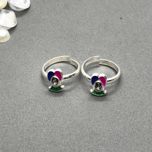 Silver Toe Rings with beautiful coloured design