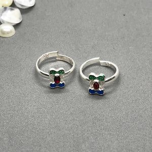 Silver Toe Rings with beautiful coloured design
